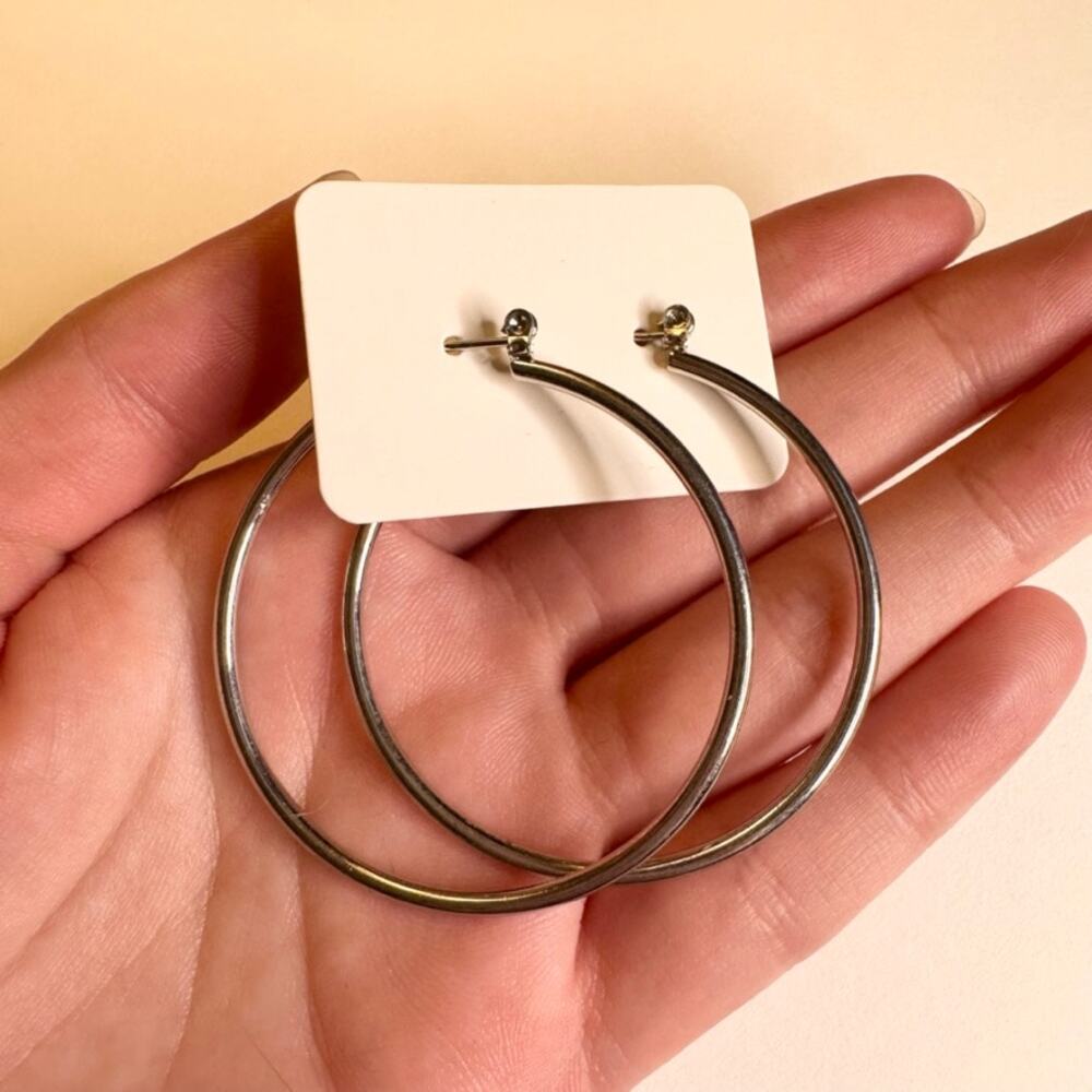 NWT silver large hoop earrings
